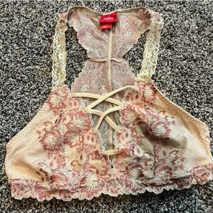 Daytrip Lace Floral Bralette in Cream and Dusty Rose